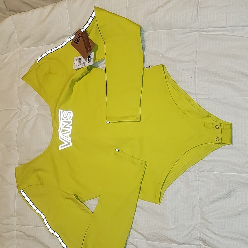Vans After Dark Bodysuit in neon green with the tag